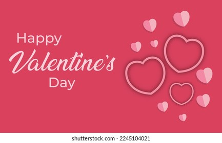 Feliz Día de San Valentín, diseño de la colección de marcos de corazón, fondo rojo. Plantilla para promoción, venta, compra o fondo para el concepto de día y amor de la mujer. Plantilla de ilustración vectorial.