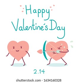 Happy Valentines Day Heart Illustration Cartoon Vector White