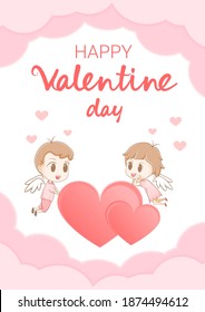 Happy valentine's day Heart love Cute character background paper 