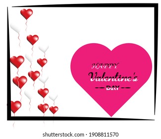 Happy Valentine's Day Heart Love and white Background Design. Vector illustration