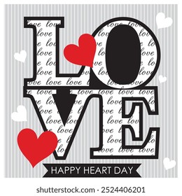 Happy valentine's day with heart and love letter