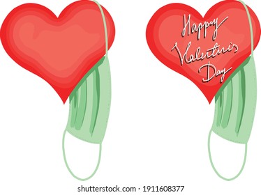 Happy Valentines Day, Heart Mask. Vector Graphic Design.