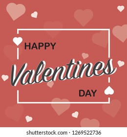 Happy valentines day with heart on pink background