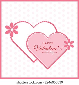 Happy valentines day. Heart on sky background. Vector illustration.