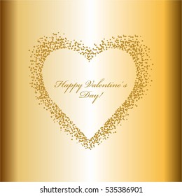 Happy Valentine's day! Heart on a gold background.