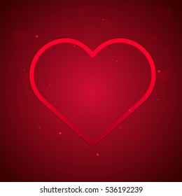 Happy Valentines Day. Heart on red background. Vector illustration