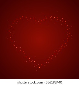 Happy Valentines Day. Heart on red background. Vector illustration