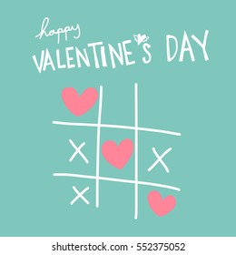 Happy valentine's day heart OX game illustration