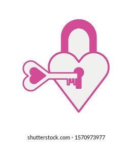 happy valentines day heart padlock vector illustration design