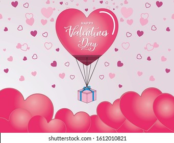 happy valentine's day heart pattern and typography 