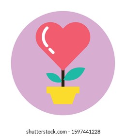 happy valentines day heart plant vector illustration design