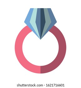 happy valentines day heart in proposal rings vector illustration design