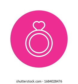 happy valentines day heart in proposal rings block and line style vector illustration design