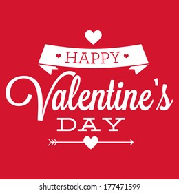 Happy Valentine's Day Heart Ribbon Arrow Vector Illustration 