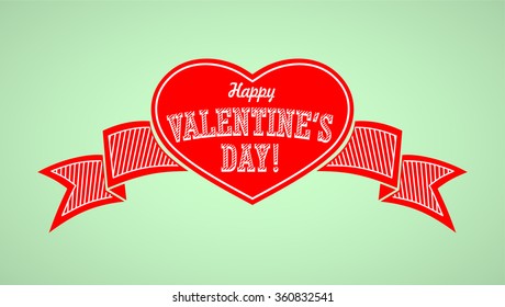 Happy Valentines Day. Heart with ribbons