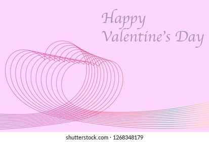 Happy Valentine's Day with heart shape line on pink background.