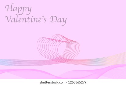 Happy Valentine's Day with heart shape line on pink background.