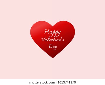 Happy Valentine's Day. Heart shape lettering Greeting Card on red background, vector illustration