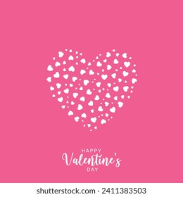 Happy valentine's day heart shape design on pink background