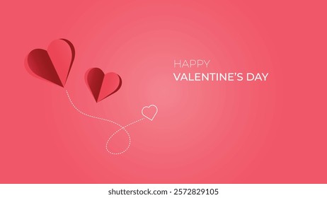 Happy valentine's day with heart shape paper cut style. Vector illustration