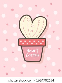 Happy Valentine's Day with heart shaped cactus, Valentines card and poster