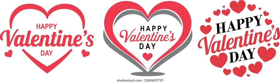 Happy Valentines Day heart shaped vector illustration Romantic vector art for celebrating valentine's Day on 14 February