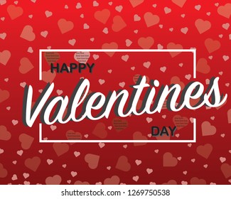 Happy Valentines day with heart sign on red background