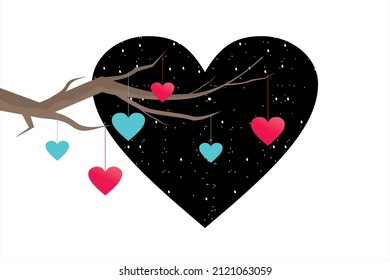Happy Valentine's day. Heart symbol with tree silhouette. heart symbol vector illustration