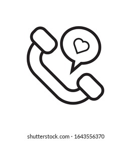 happy valentines day heart with telephone line style vector illustration design
