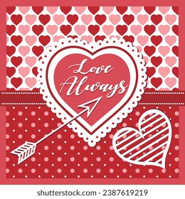 Happy valentine's day with heart, text and arrow