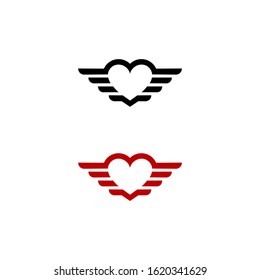 happy valentines day heart with wings vector illustration design