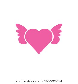 happy valentines day heart with wings vector illustration design