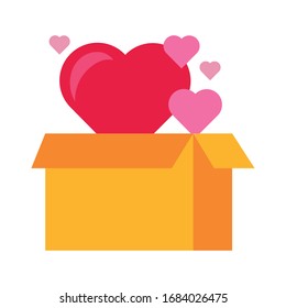 happy valentines day hearts in box flat style vector illustration design