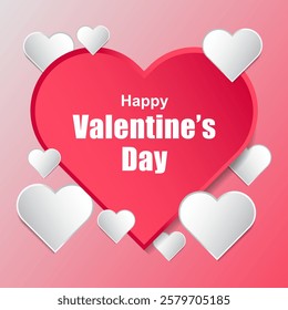 Happy Valentine's Day Hearts Card. Valentine Love Hearts vector Illustration