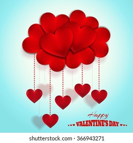 Happy Valentines Day Hearts Cloud. Holiday Vector Design.