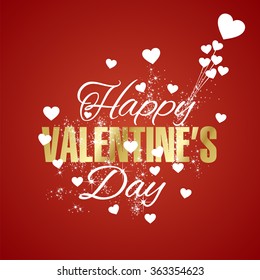Happy Valentines Day hearts fireworks red background
