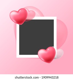 Happy Valentine's Day with hearts and gift compositions for trendy banners, posters or greeting cards
