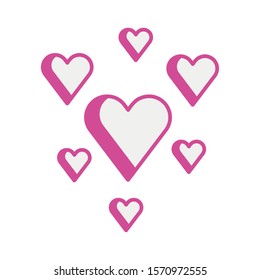 happy valentines day hearts icons vector illustration design