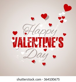 Happy Valentines Day hearts light warm gray background
