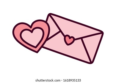 happy valentines day, hearts love envelope letter feeling vector illustration