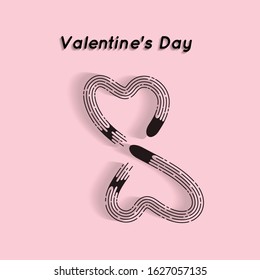Happy Valentines Day with hearts. Love in 2020. Be my Valentine. Use for greeting card, wedding invitation, poster. Concept relationships, honeymoon, first dating theme and valentine's day