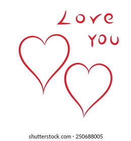 Happy Valentine's Day hearts on a white background.