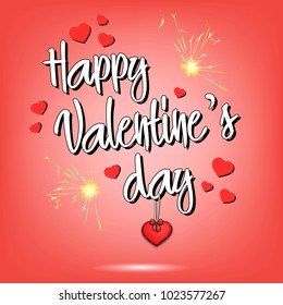 Happy Valentines Day and hearts. Postcard Valentines day. Vector illustration