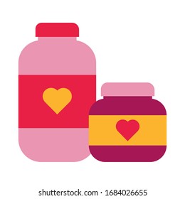 happy valentines day hearts in pots flat style vector illustration design