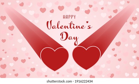 Happy Valentine's Day. Hearts are red background. Vector illustration of a postcard. Congratulations.
