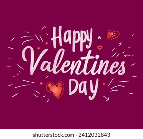 Happy Valentines Day, hearts, romantic, simple , vector, cool font, cursive font