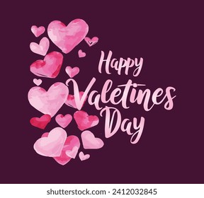 Happy Valentines Day, hearts, romantic, simple , vector, cool font, cursive font