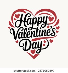 Happy Valentines Day, hearts, romantic, simple , vector, cool font, cursive font vector illustration on white background