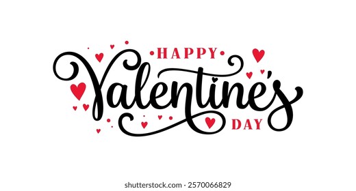 Happy Valentines Day with hearts shape greeting card. Vector graphic design badge typography lettering quotes illustration for print cards, cut file,  t shirt print or poster