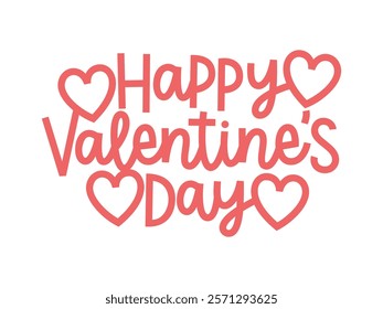 Happy Valentine's Day with hearts shape graphic vector design badge typography lettering illustration template. Great design for greeting card, postcard, cut file, t shirt print or poster.